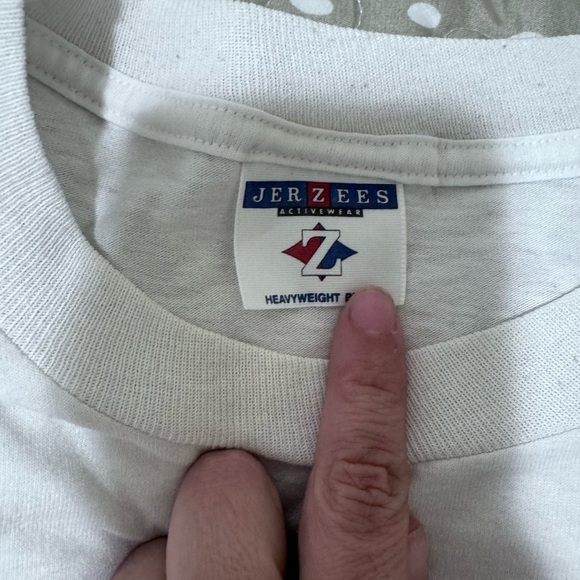 Jerzees White Tee with Pink Floral and Butterfly Design - Picture 4 of 5